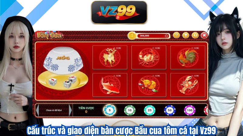 Bầu Cua Tôm Cá - Bí Quyết Chinh Phục Mọi Bàn Cược Cùng VZ99 2 Cấu trúc và giao diện bàn cược Bầu cua tôm cá tại VZ99